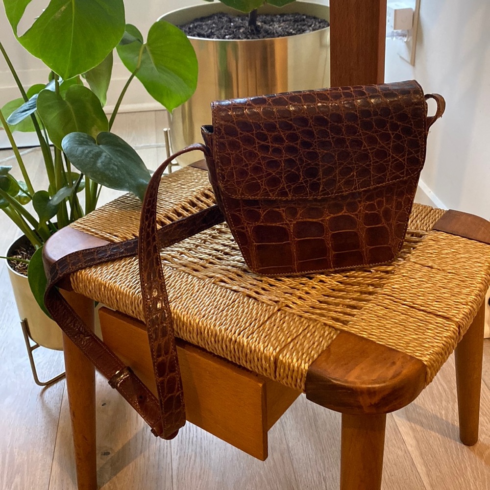 Italian-made Alligator Skin Crossbody Bag